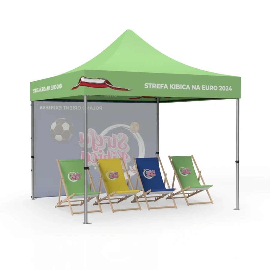Namiot Reklamowy Strefa Kibica na Euro 2024 -  Rozmiar 3x3m + 4 Leżaki 