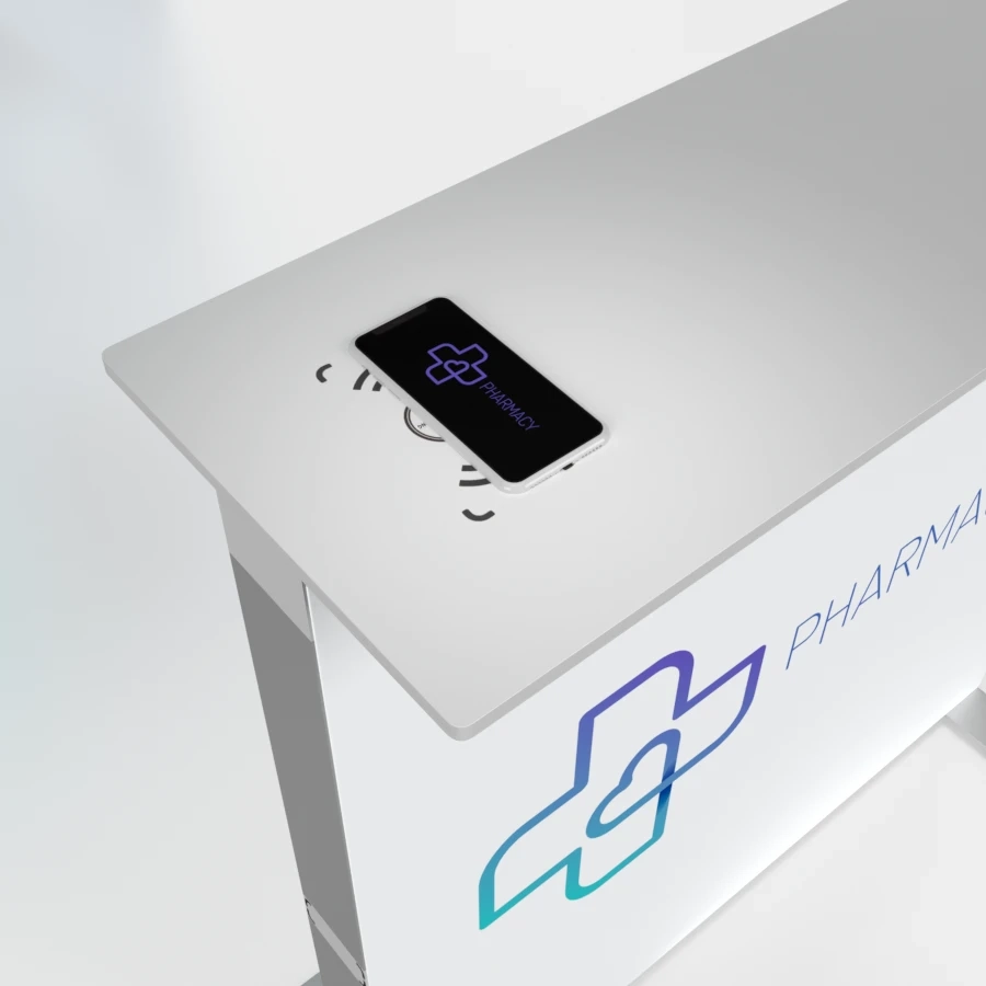 advertising counter with cordless charger