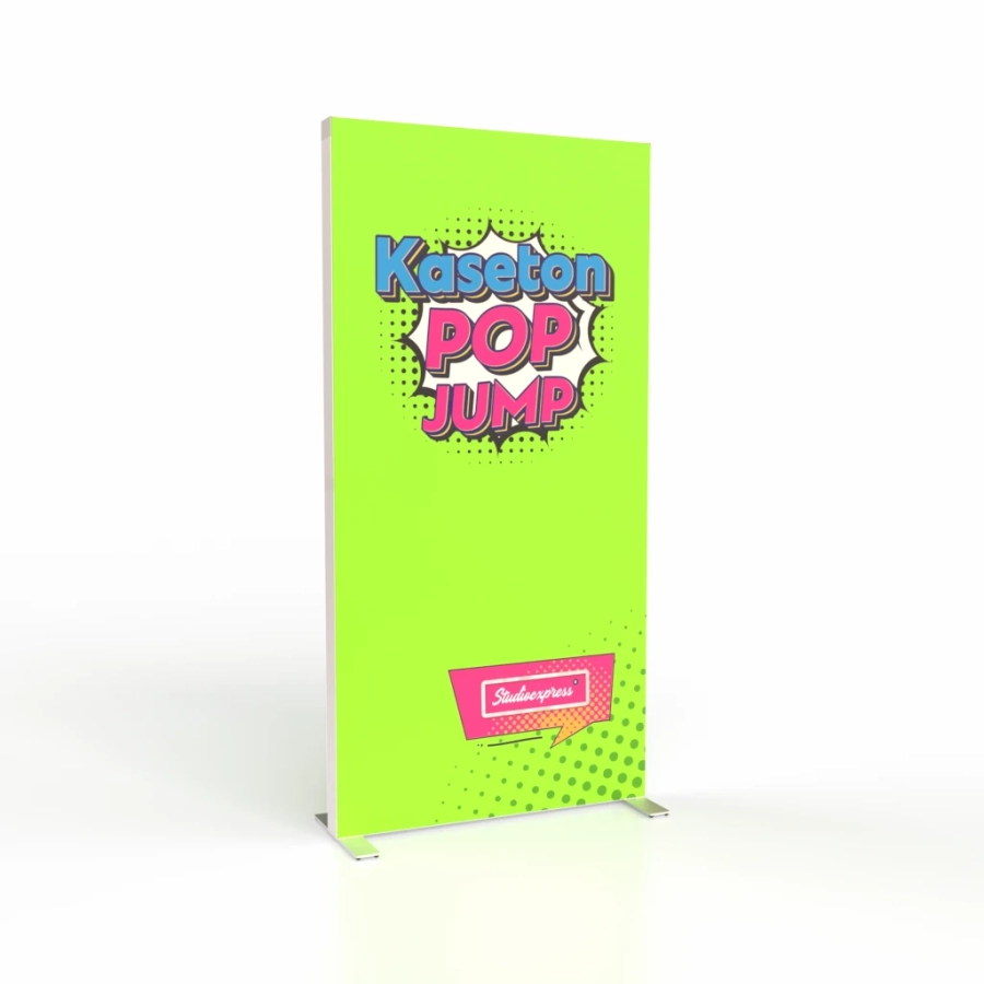 Kaseton reklamowy podświetlany dwustronny Pop Jump 100x200 cm – zdjęcie główne rozłożonego kasetonu z nadrukiem