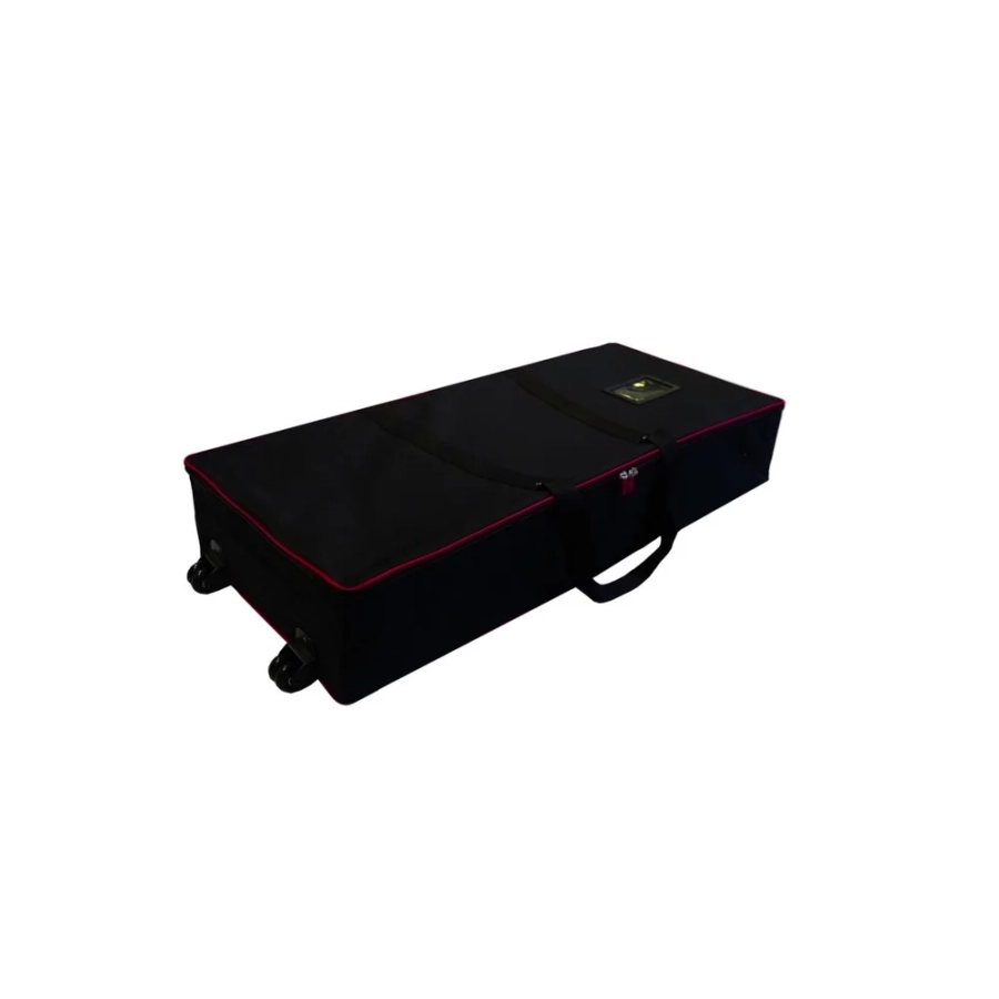 Mobilna czarna torba transportowa z czerwoną lamówką dedykowana do kasetonu Pop Jump 120x250 cm