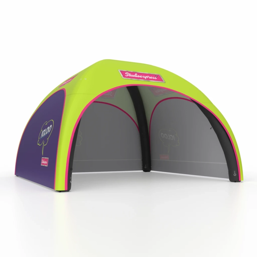 namiot reklamowy dmuchany 6x6 igloo z trzema ścianami