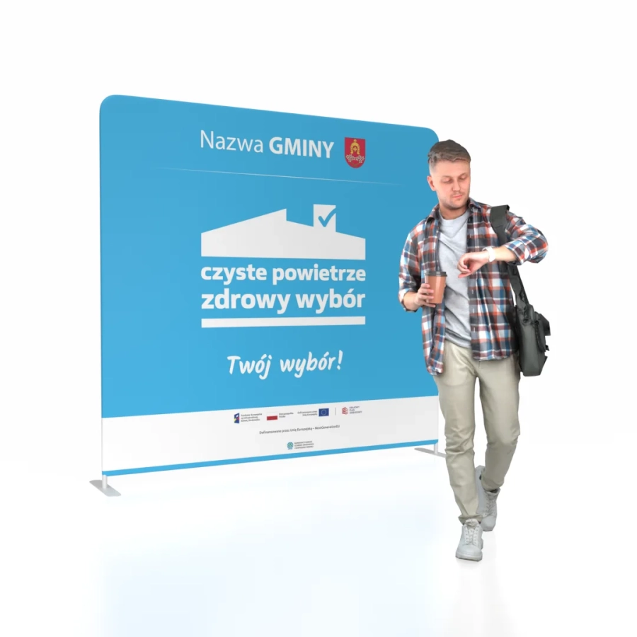 Ścianka Reklamowa Edelweiss Błękit 240x230 cm | Punkt informacyjny Czyste Powietrze
