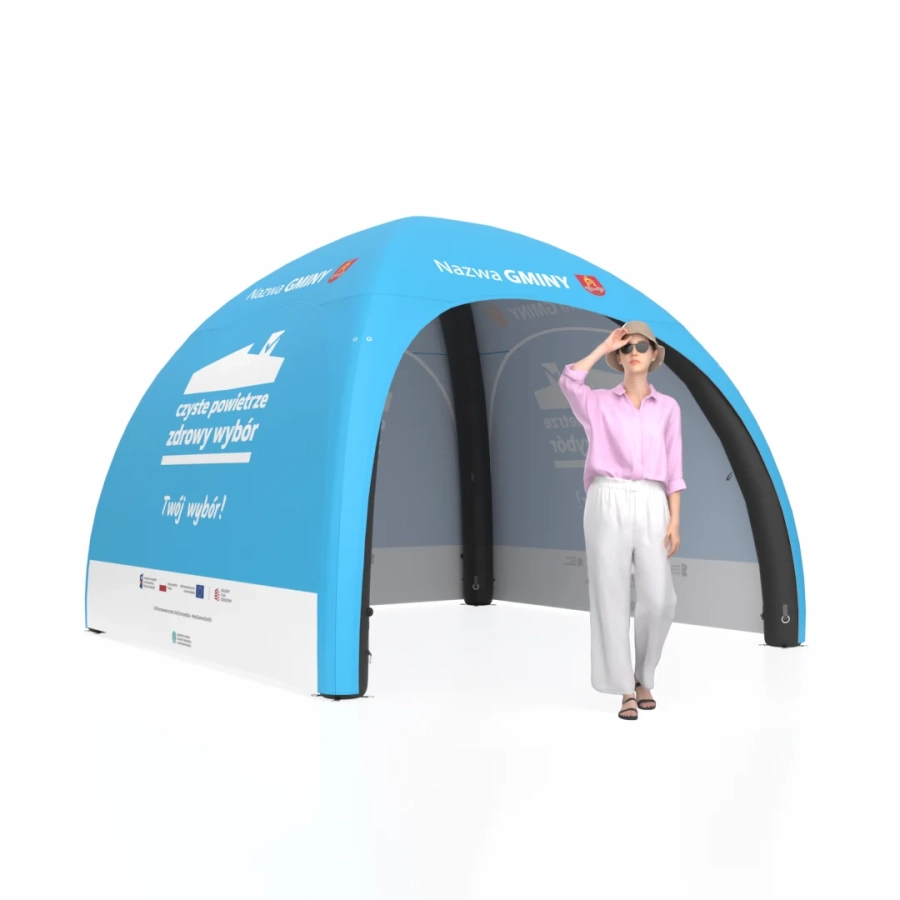 Namiot Reklamowy Dmuchany Igloo Star Błękit 3x3  | Punkt informacyjny Czyste Powietrze 