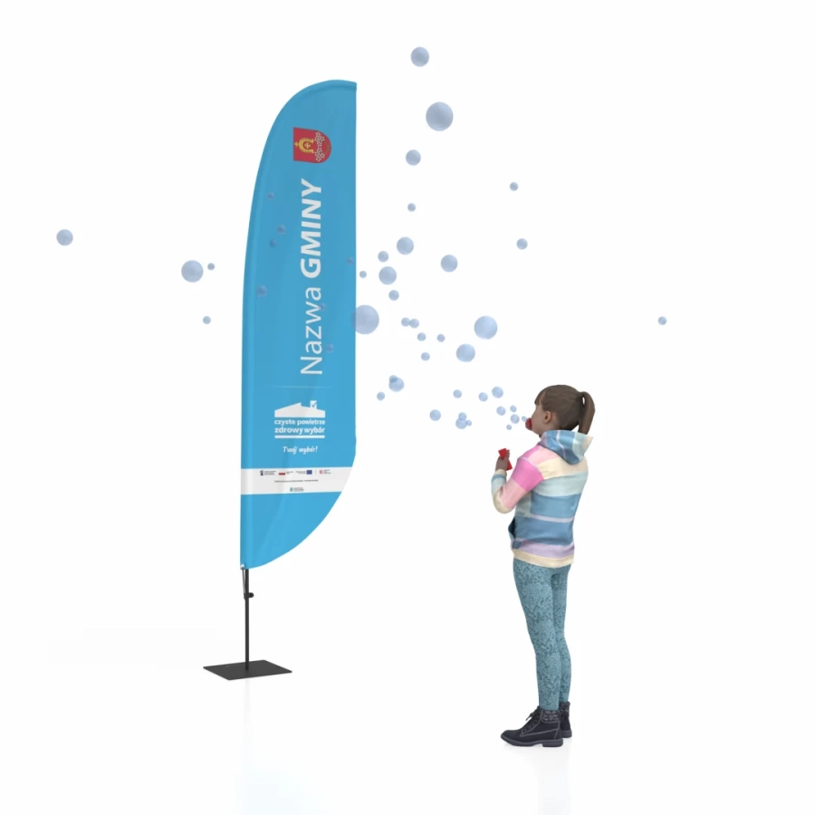 Flaga  Reklamowa Aurora Błękit  | Punkt informacyjny Czyste Powietrze