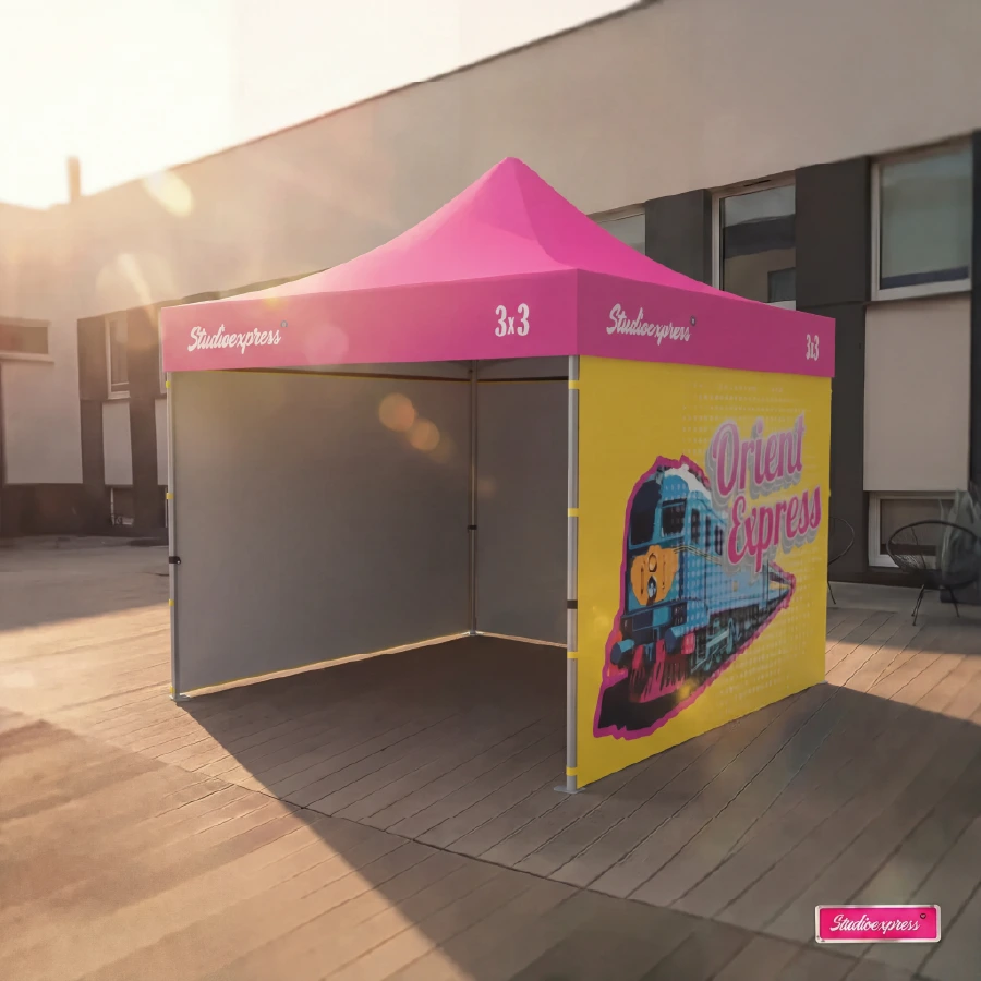 Efekt wizualizacji namiotu reklmaowego 3x3 dzięki AR – widok przed produkcją